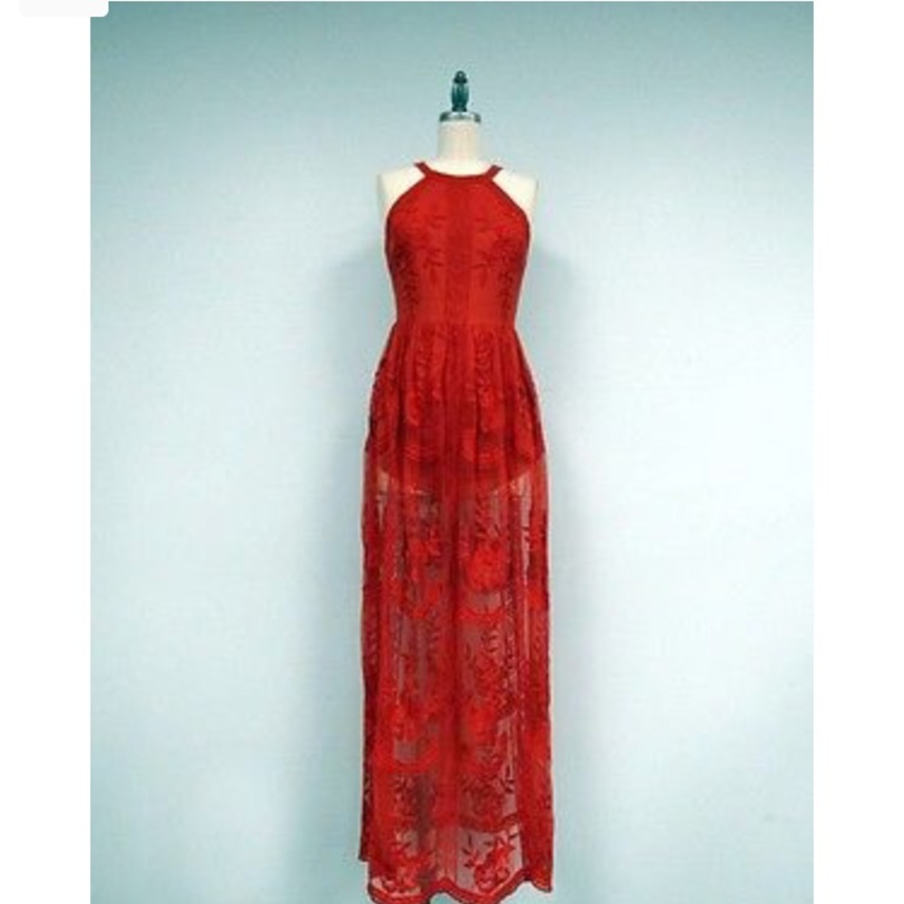 Hot Pink Lace Maxi Dress